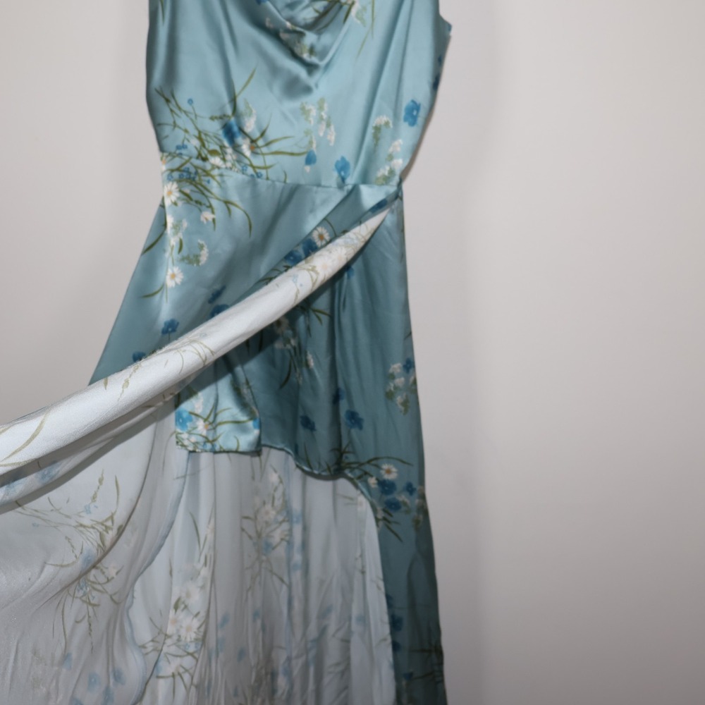 Reformation Dress Size 6 Blue Flora Devora Silk Lago Wedding Guest Bridesmaid - Picture 7 of 10
